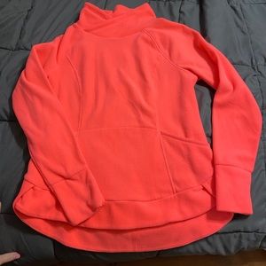 Neon coral fleece pullover